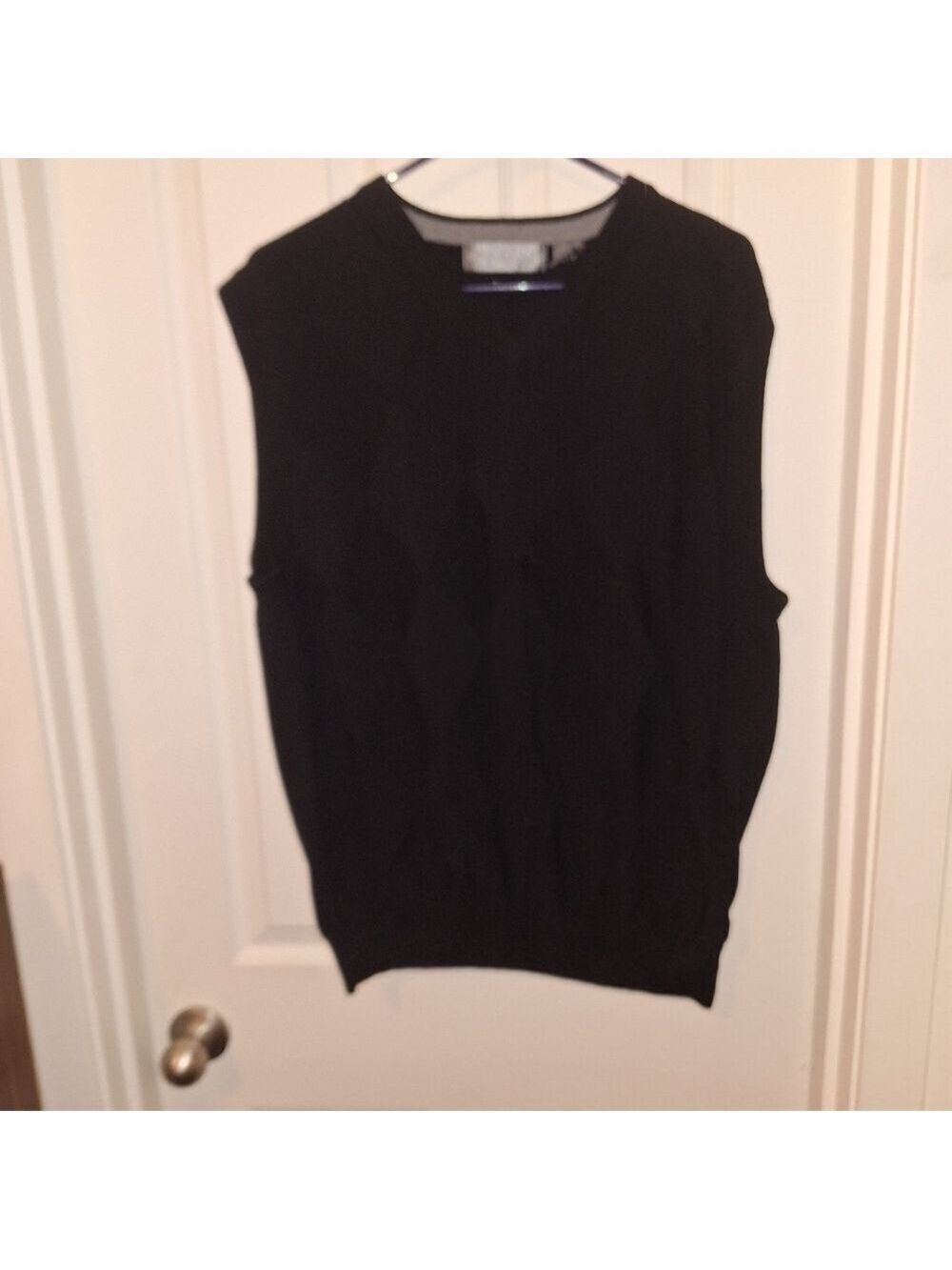 Oscar de la Renta Black Cotton Sweater Vest XL